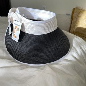 magid hat black and white open top sun hat roll up